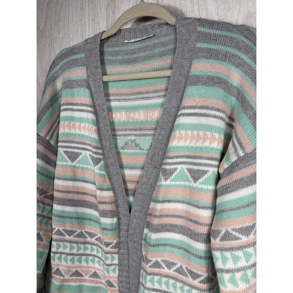 Lil Bees Womens L Bohemian Tribal Aztec Fringe Cardigan Sweater Jacket Western - Picture 4 of 8